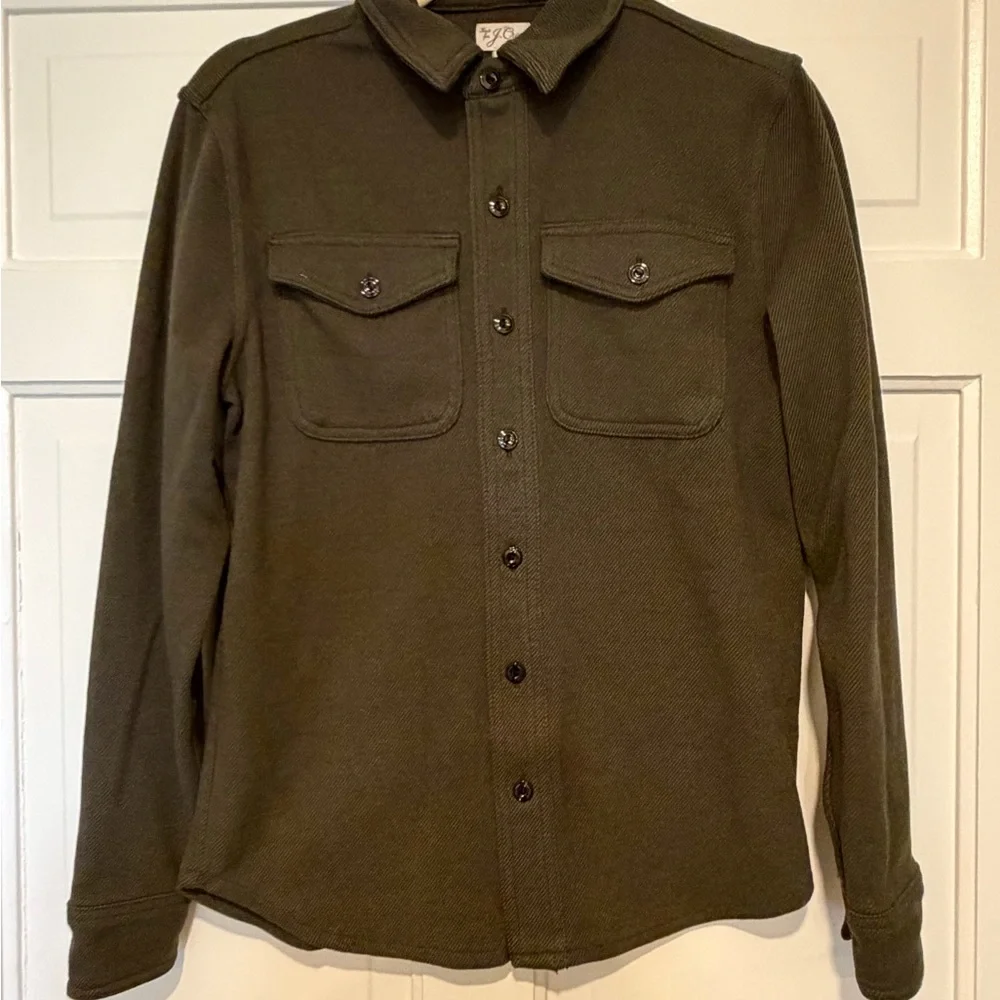 J. Crew Olive Green Seaboard Soft Knit Button-Down Utility Shirt